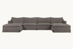 Amelia U-Shape Sectional Slipcover Only 30 Amelia U-Shape Sectional Slipcover Only -SIXPENNY STORE amelia ushape sectional cotton canvas moon dust product slipcover