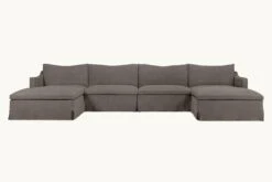 Amelia U-Shape Sectional -SIXPENNY STORE amelia ushape sectional cotton canvas moon dust product 90c19d5b 0c1b 47be 9a7c a3556edcaae5