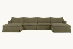 Amelia U-Shape Sectional Slipcover Only 28 Amelia U-Shape Sectional Slipcover Only -SIXPENNY STORE amelia ushape sectional cotton canvas quiet sage product slipcover