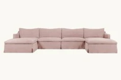 Amelia U-Shape Sectional Slipcover Only 27 Amelia U-Shape Sectional Slipcover Only -SIXPENNY STORE amelia ushape sectional cotton linen sundazed coral product slipcover