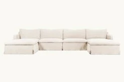 Amelia U-Shape Sectional Slipcover Only 34 Amelia U-Shape Sectional Slipcover Only -SIXPENNY STORE amelia ushape sectional washed cotton linen corn silk product slipcover