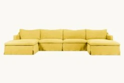 Amelia U-Shape Sectional Slipcover Only 38 Amelia U-Shape Sectional Slipcover Only -SIXPENNY STORE amelia ushape sectional washed cotton linen lemon ice product slipcover