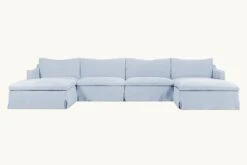 Amelia U-Shape Sectional Slipcover Only 37 Amelia U-Shape Sectional Slipcover Only -SIXPENNY STORE amelia ushape sectional washed cotton linen morning glory product slipcover