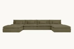 Aria Grande U-Shape Sectional Slipcover Only -SIXPENNY STORE aria grande ushape sectional cotton canvas quiet sage product slipcover