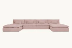 Aria Grande U-Shape Sectional Slipcover Only -SIXPENNY STORE aria grande ushape sectional cotton linen sundazed coral product slipcover