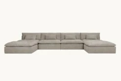 Aria Grande U-Shape Sectional Slipcover Only -SIXPENNY STORE aria grande ushape sectional light weight linen cracked pepper product slipcover