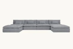Aria Grande U-Shape Sectional 36 Aria Grande U-Shape Sectional -SIXPENNY STORE aria grande ushape sectional light weight linen ink cap product