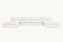 Aria Grande U-Shape Sectional Slipcover Only -SIXPENNY STORE aria grande ushape sectional light weight linen water lily product slipcover