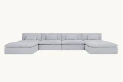 Aria Grande U-Shape Sectional Slipcover Only -SIXPENNY STORE aria grande ushape sectional medium weight linen poppy seed product slipcover