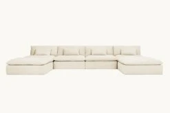 Aria Grande U-Shape Sectional Slipcover Only -SIXPENNY STORE aria grande ushape sectional medium weight linen warm oatmeal product slipcover