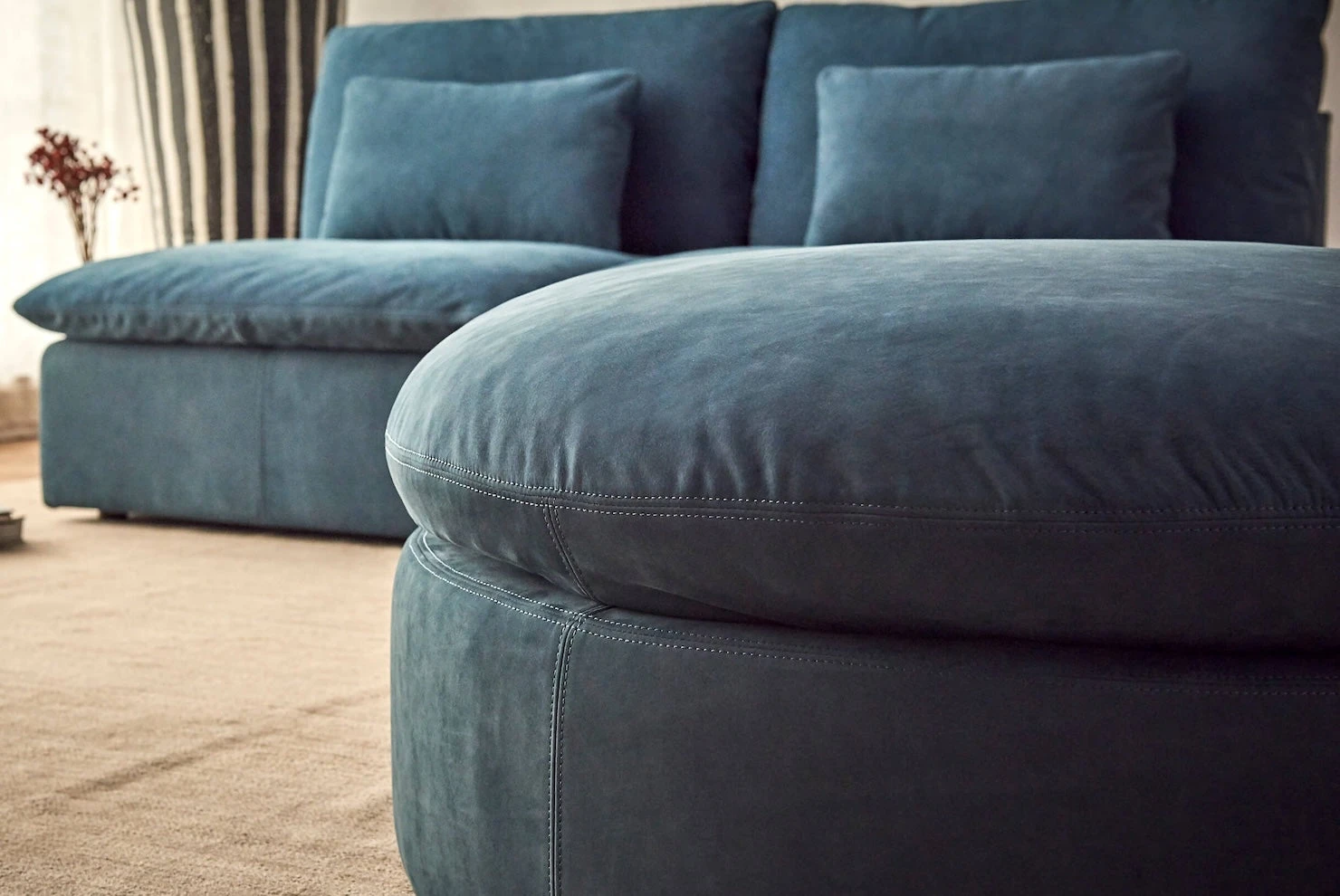 Aria Round Leather Ottoman 3 Aria Round Leather Ottoman - Image 3