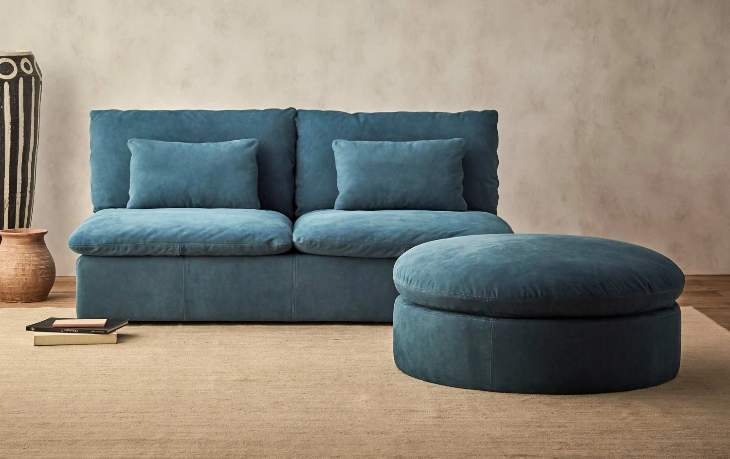 Aria Round Leather Ottoman 1 Aria Round Leather Ottoman