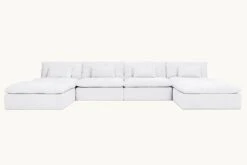 Aria U-Shape Sectional Slipcover Only -SIXPENNY STORE aria ushape sectional cotton linen pacific pearl product slipcover