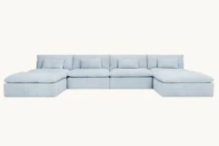Aria U-Shape Sectional Slipcover Only -SIXPENNY STORE aria ushape sectional cotton linen salt water product slipcover