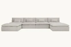 Aria U-Shape Sectional -SIXPENNY STORE aria ushape sectional medium weight linen jasmine rice product