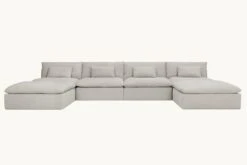 Aria U-Shape Sectional Slipcover Only -SIXPENNY STORE aria ushape sectional medium weight linen jasmine rice product slipcover