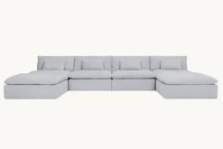 Aria U-Shape Sectional Slipcover Only -SIXPENNY STORE aria ushape sectional medium weight linen poppy seed product slipcover