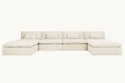 Aria U-Shape Sectional Slipcover Only -SIXPENNY STORE aria ushape sectional medium weight linen warm oatmeal product slipcover