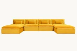 Aria U-Shape Sectional Slipcover Only -SIXPENNY STORE aria ushape sectional washed cotton velvet amber coast product slipcover