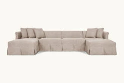 Dalia U-Shape Sectional -SIXPENNY STORE dalia ushape sectiona light weight linen oat flour product
