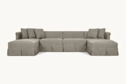 Dalia U-Shape Sectional Slipcover Only -SIXPENNY STORE dalia ushape sectional light weight linen cracked pepper product slipcover