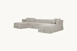 Dalia U-Shape Sectional Slipcover Only -SIXPENNY STORE dalia ushape sectional medium weight linen jasmine rice product pdp3 slipcover