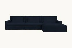 Devyn Chaise Sectional Slipcover Only -SIXPENNY STORE devyn chaise sectional cotton canvas ancient indigo product 4 pc slipcover