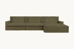 Devyn Chaise Sectional Slipcover Only -SIXPENNY STORE devyn chaise sectional cotton canvas quiet sage product 4 pc slipcover