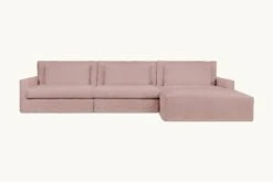 Devyn Chaise Sectional -SIXPENNY STORE devyn chaise sectional cotton linen sundazed coral product 4 pc