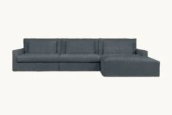 Devyn Chaise Sectional -SIXPENNY STORE devyn chaise sectional light weight linen black pepper product 4 pc