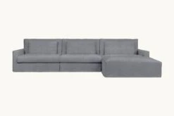 Devyn Chaise Sectional Slipcover Only -SIXPENNY STORE devyn chaise sectional light weight linen ink cap product 4 pc slipcover