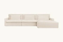 Devyn Chaise Sectional Slipcover Only -SIXPENNY STORE devyn chaise sectional washed cotton linen corn silk product 4 pc slipcover