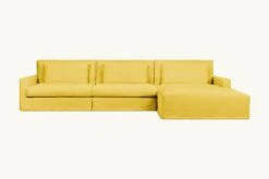 Devyn Chaise Sectional Slipcover Only -SIXPENNY STORE devyn chaise sectional washed cotton linen lemon ice product 4 pc slipcover