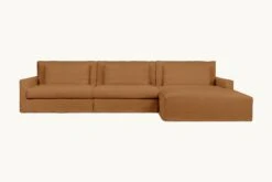 Devyn Chaise Sectional Slipcover Only -SIXPENNY STORE devyn chaise sectional washed cotton linen sweet potato product 4 pc slipcover