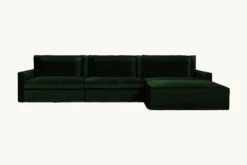 Devyn Chaise Sectional Slipcover Only -SIXPENNY STORE devyn chaise sectional washed cotton velvet emerald city product 4 pc slipcover