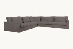 Devyn Corner Sectional Slipcover Only -SIXPENNY STORE devyn corner sectional cotton canvas moon dust product slipcover