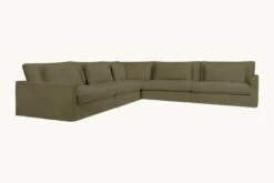Devyn Corner Sectional Slipcover Only -SIXPENNY STORE devyn corner sectional cotton canvas quiet sage product slipcover