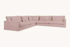 Devyn Corner Sectional Slipcover Only -SIXPENNY STORE devyn corner sectional cotton linen sundazed coral product slipcover