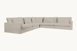 Devyn Corner Sectional Slipcover Only -SIXPENNY STORE devyn corner sectional washed cotton linen blanched almond product slipcover