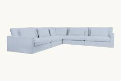 Devyn Corner Sectional Slipcover Only -SIXPENNY STORE devyn corner sectional washed cotton linen morning glory product slipcover