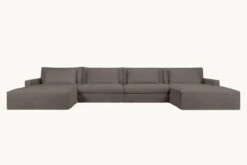 Devyn U-Shape Sectional Slipcover Only -SIXPENNY STORE devyn ushape sectional cotton canvas moon dust product slipcover