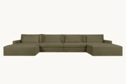 Devyn U-Shape Sectional Slipcover Only -SIXPENNY STORE devyn ushape sectional cotton canvas quiet sage product slipcover