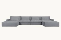 Devyn U-Shape Sectional Slipcover Only -SIXPENNY STORE devyn ushape sectional light weight linen ink cap product slipcover