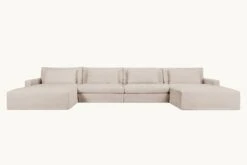 Devyn U-Shape Sectional Slipcover Only -SIXPENNY STORE devyn ushape sectional light weight linen oat flour product slipcover