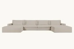 Devyn U-Shape Sectional Slipcover Only -SIXPENNY STORE devyn ushape sectional washed cotton linen blanched almond product slipcover