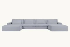 Devyn U-Shape Sectional Slipcover Only -SIXPENNY STORE devyn ushape sectional washed cotton linen dried lavender product slipcover