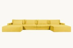 Devyn U-Shape Sectional Slipcover Only -SIXPENNY STORE devyn ushape sectional washed cotton linen lemon ice product slipcover