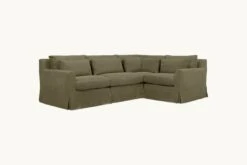 Elias L-Shape Sectional Slipcover Only -SIXPENNY STORE elias lshape sectional cotton canvas quiet sage product slipcover