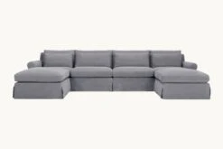 Elias U-Shape Sectional Slipcover Only -SIXPENNY STORE elias ushape sectional light weight linen ink cap product slipcover 23bc4689 8f4d 45d1 83a3 c7c434028182