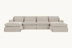 Elias U-Shape Sectional Slipcover Only -SIXPENNY STORE elias ushape sectional washed cotton linen blanched almond product slipcover 93eb49e4 5ede 40f0 84a7 ded543bb4e28